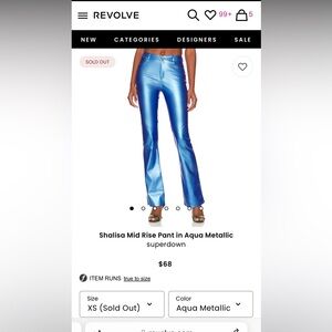 Faux Leather, Metallic Blue Pants - from Revolve - NWT Party, Concert, Coolgirl